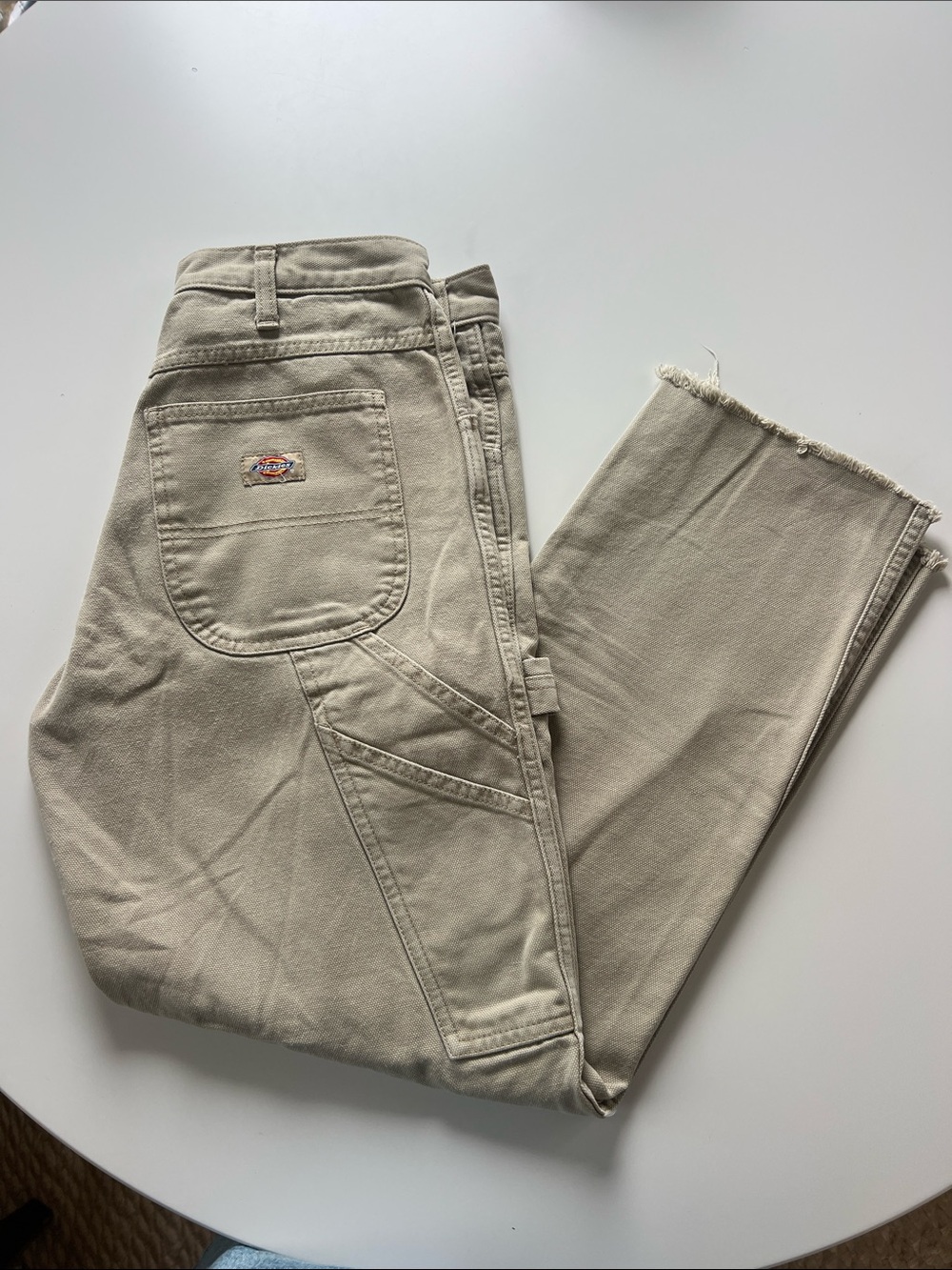 Dickies Beige Carpenter Pants with Frayed Hem size 28x32